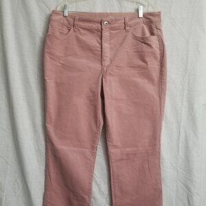 St. Johns Bay Women’s Corduroy Pants Straight Leg Mid Rise Pink 18T